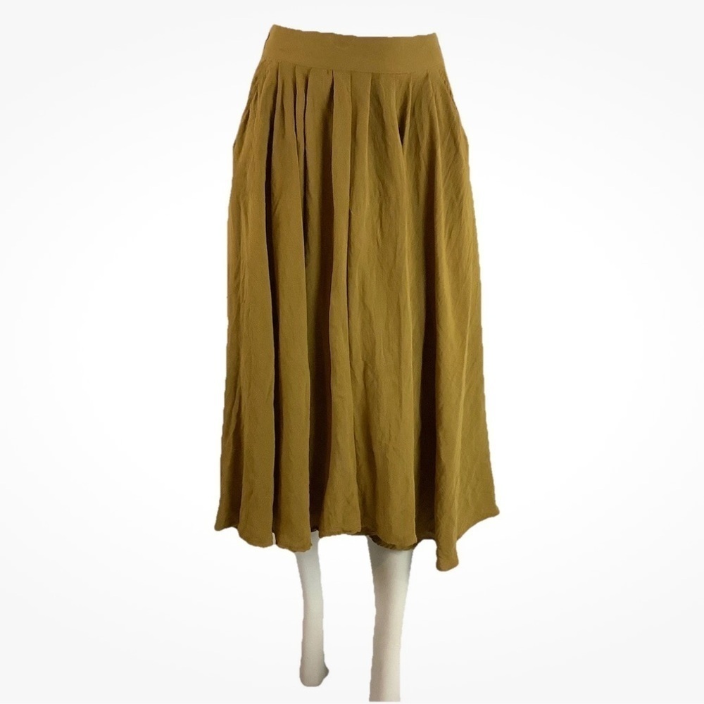 Anthropologie Sz S/M Boho Cottagecore Fairy Look Swing Hem Midi Skirt Tan